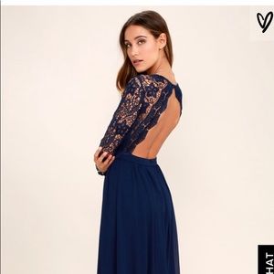LuLu’s Navy long sleeve maxi dress size 8
